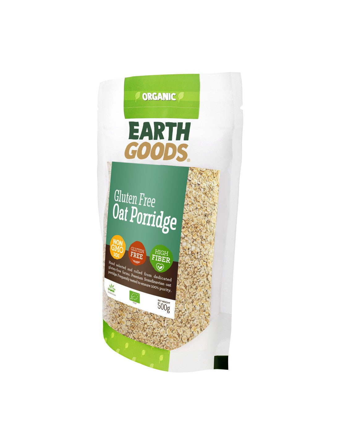 EARTH GOODS Organic Gluten Free Oat Porridge, 500g - Organic, Vegan, Gluten Free, Non GMO