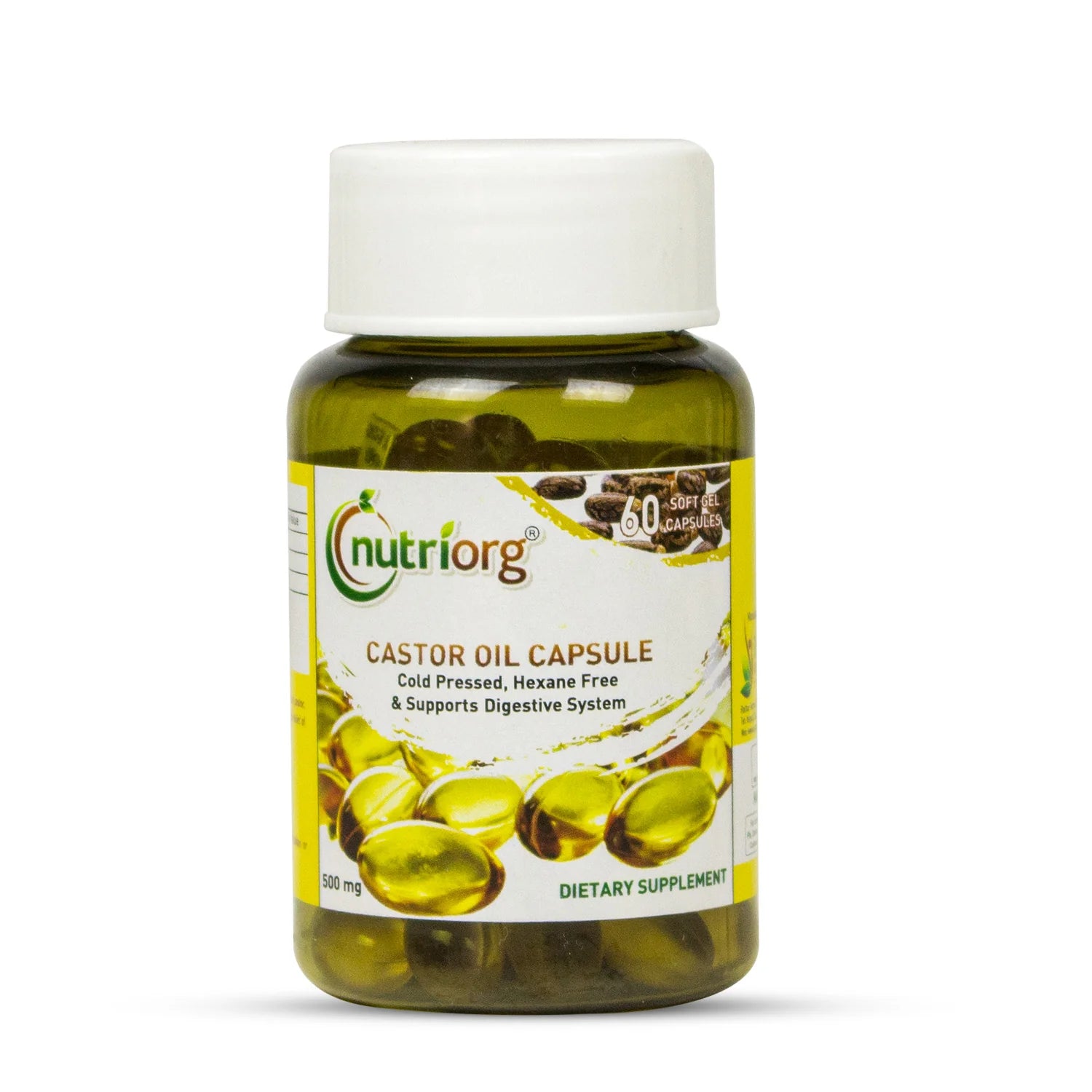 Castor Oil softgel 60 capsules, 500Mg