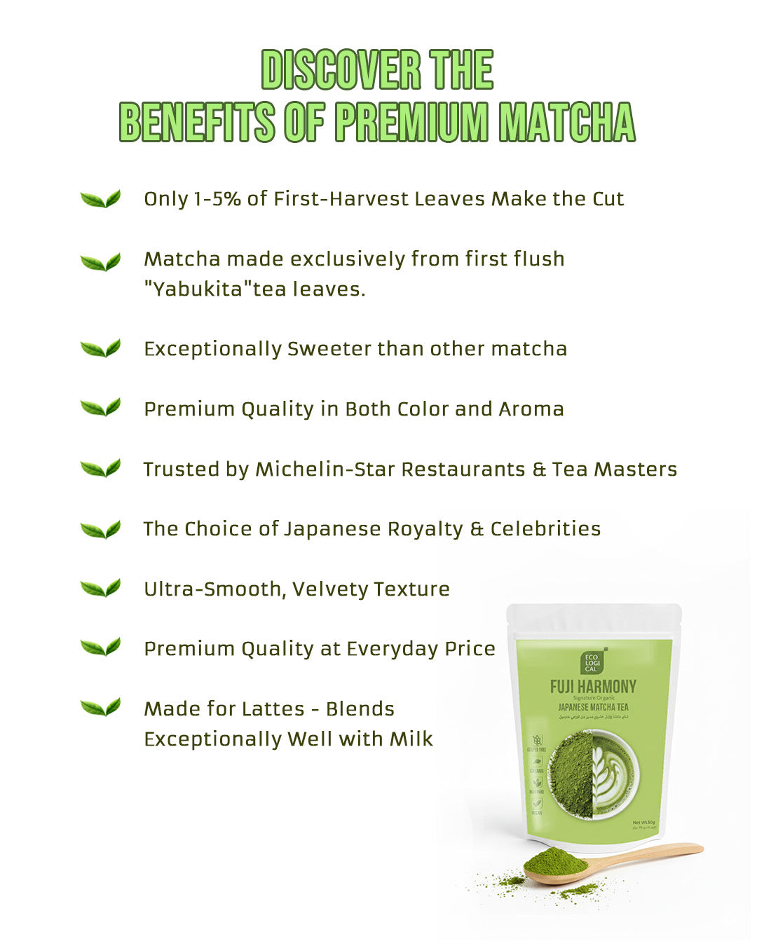 Ecological Fuji Harmony Signature Organic Matcha Tea Powder, 50g