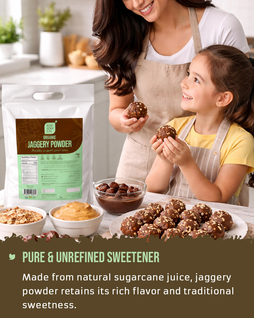 ECOLOGICAL Organic Jaggery Powder, 2.5 kg