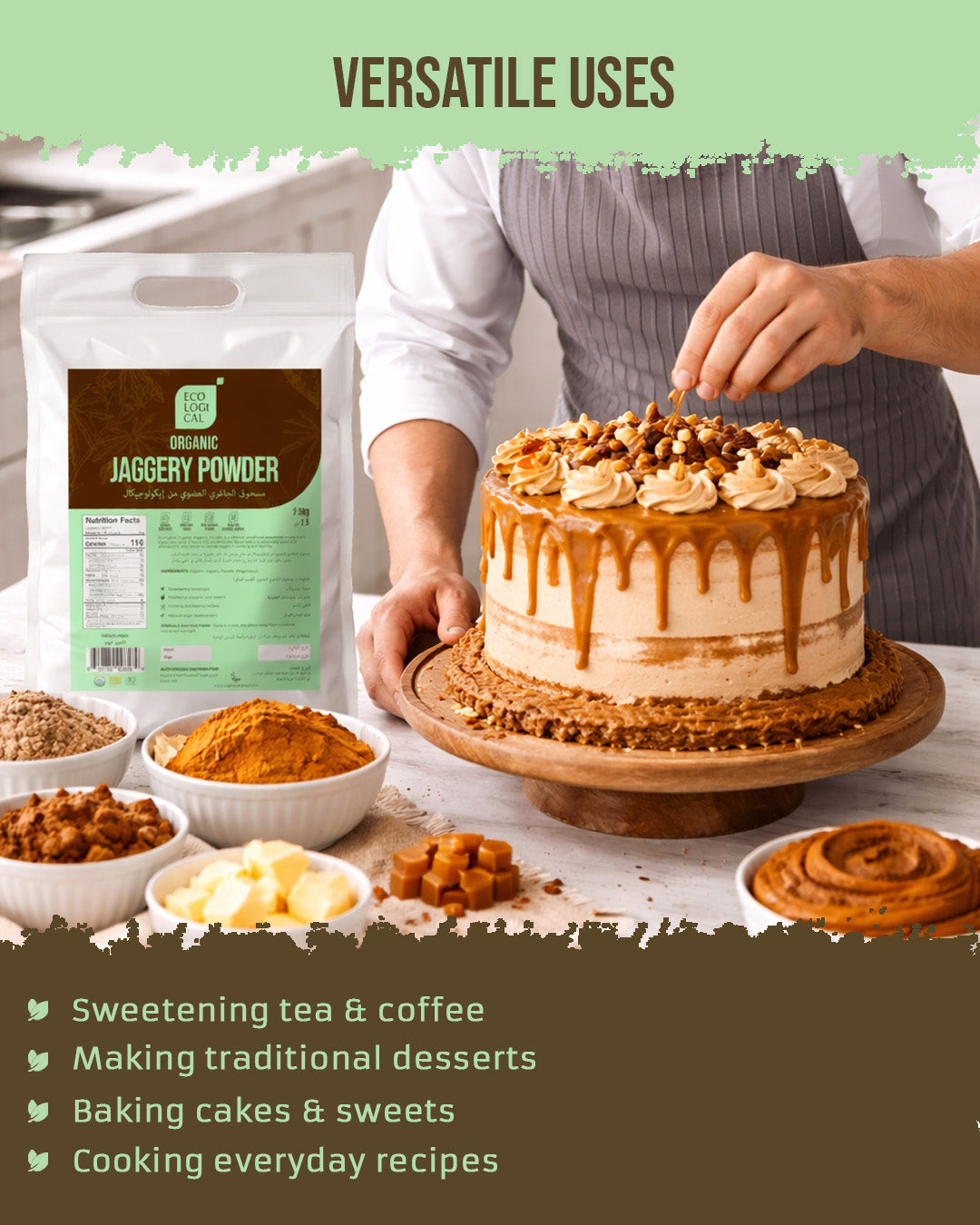 ECOLOGICAL Organic Jaggery Powder, 2.5 kg