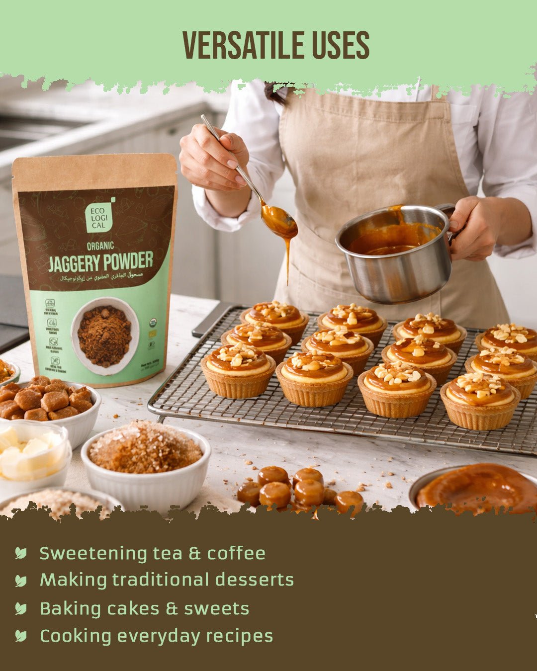 ECOLOGICAL Organic Jaggery Powder, 500g