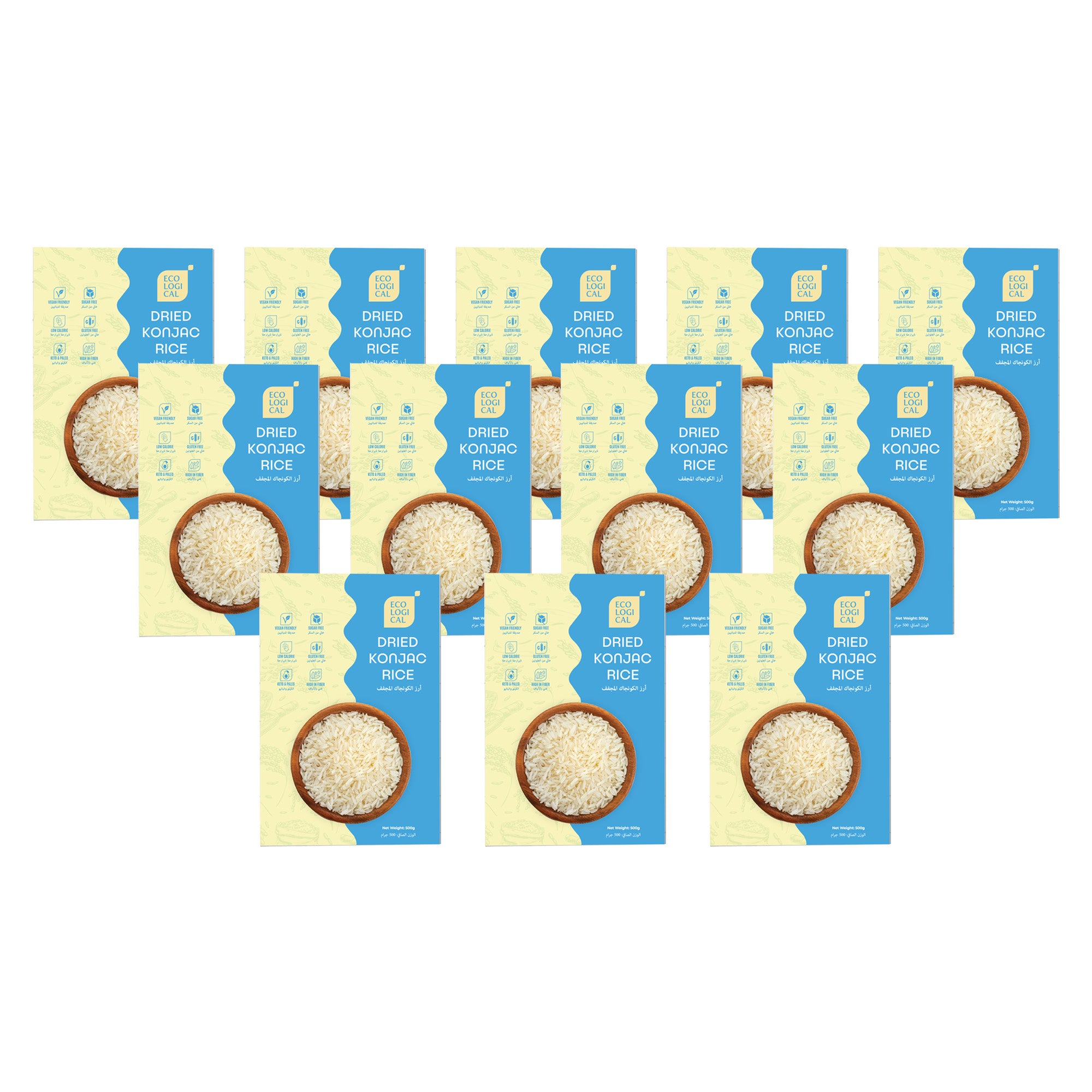 ECOLOGICAL Dried Konjac Rice, 500g - Pack of 12