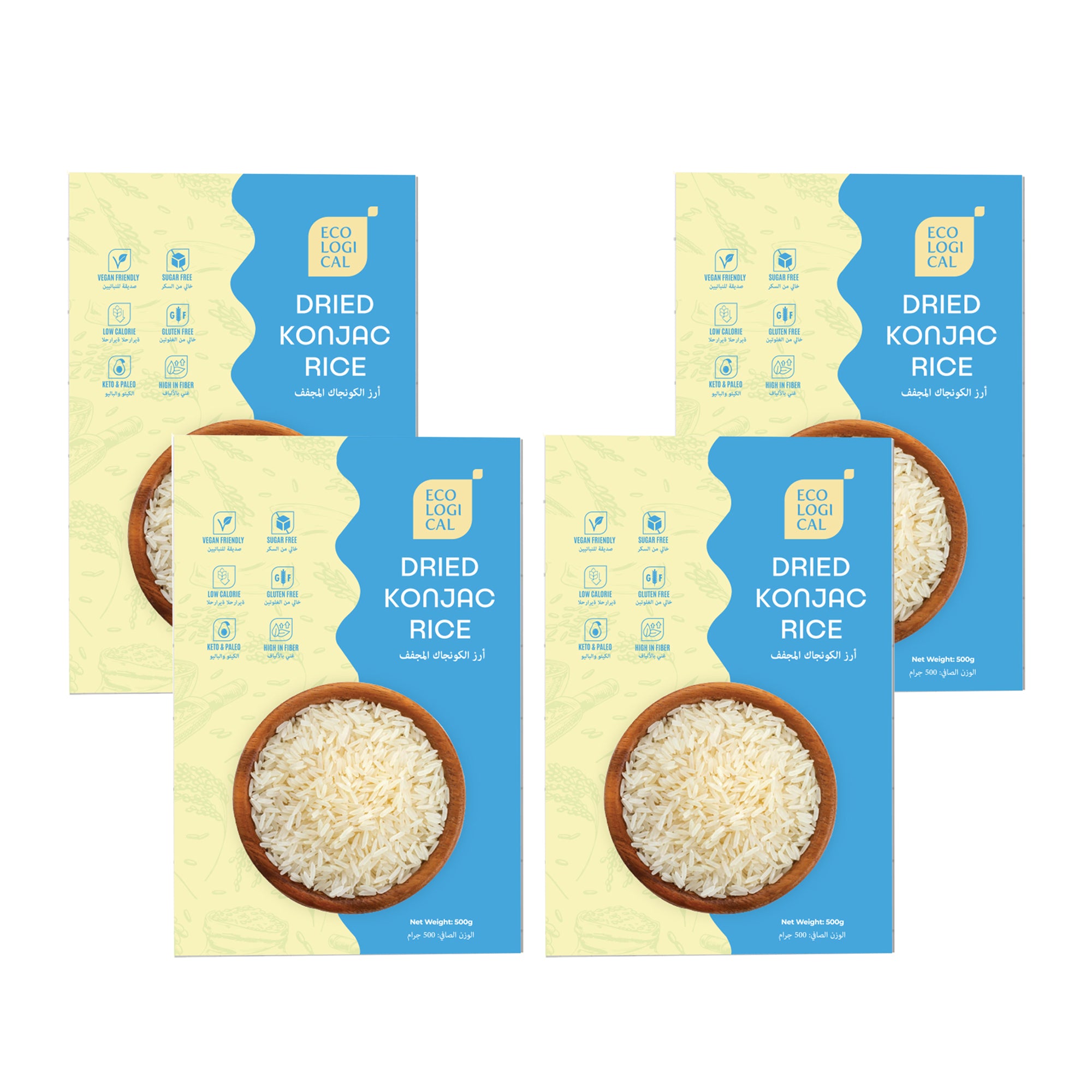 ECOLOGICAL Dried Konjac Rice, 500g - Pack of 6