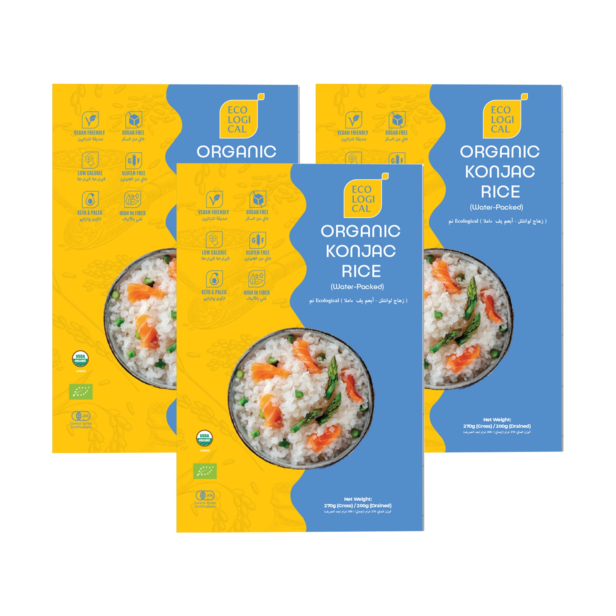ECOLOGICAL Organic Konjac Rice, 200g - Pack of 3