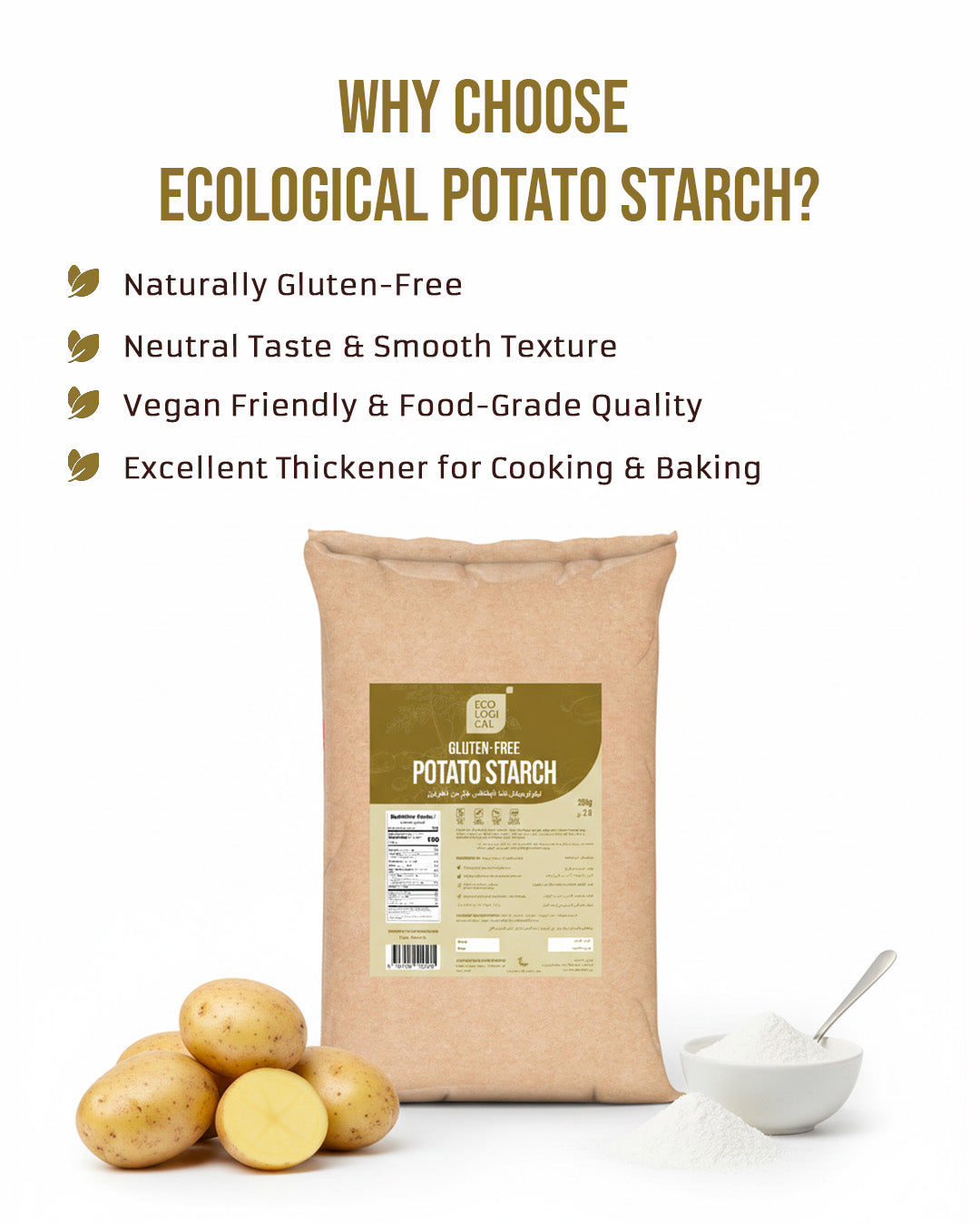 ECOLOGICAL Gluten-Free Potato Starch, 20 Kg