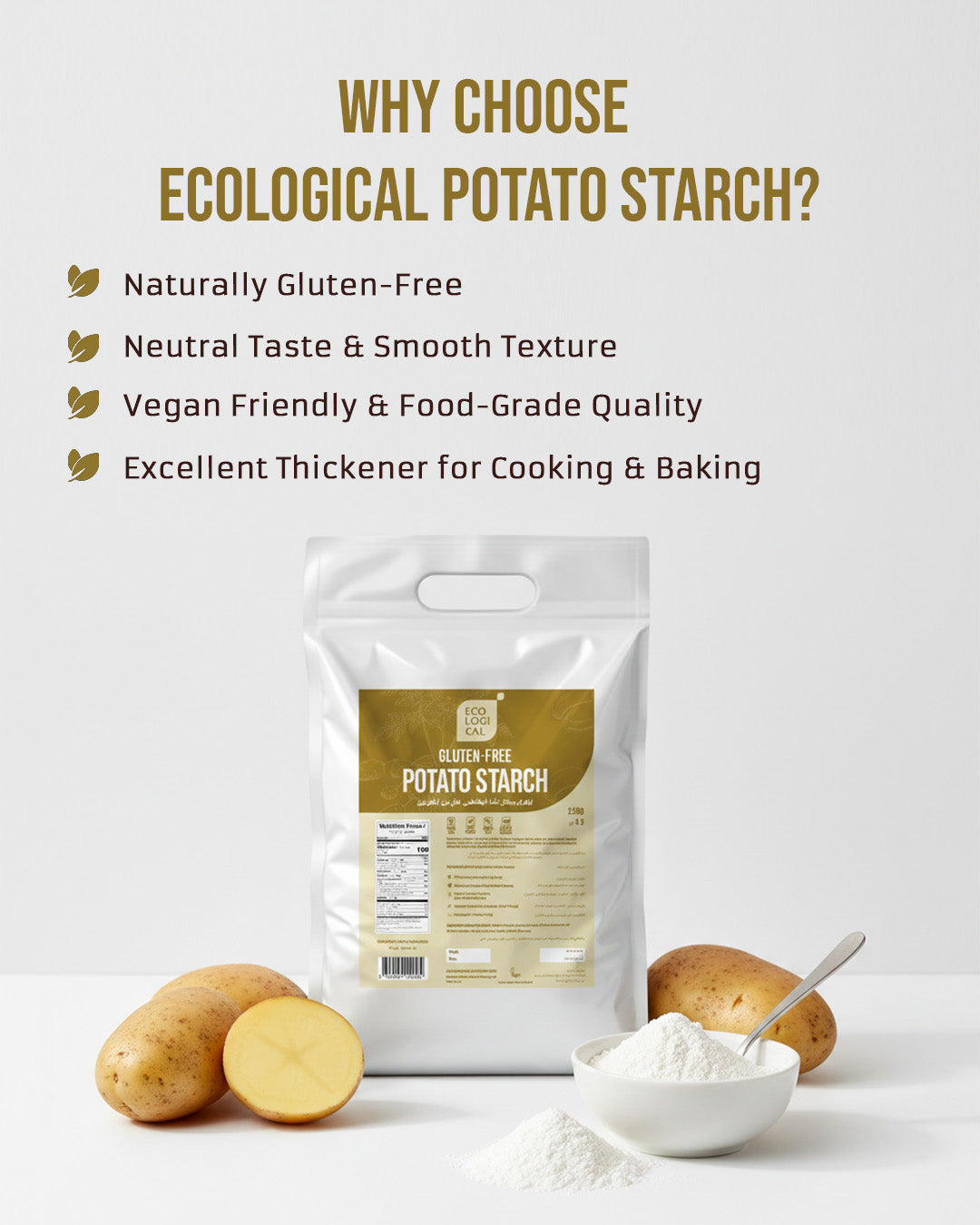 ECOLOGICAL Gluten-Free Potato Starch, 2.5 Kg