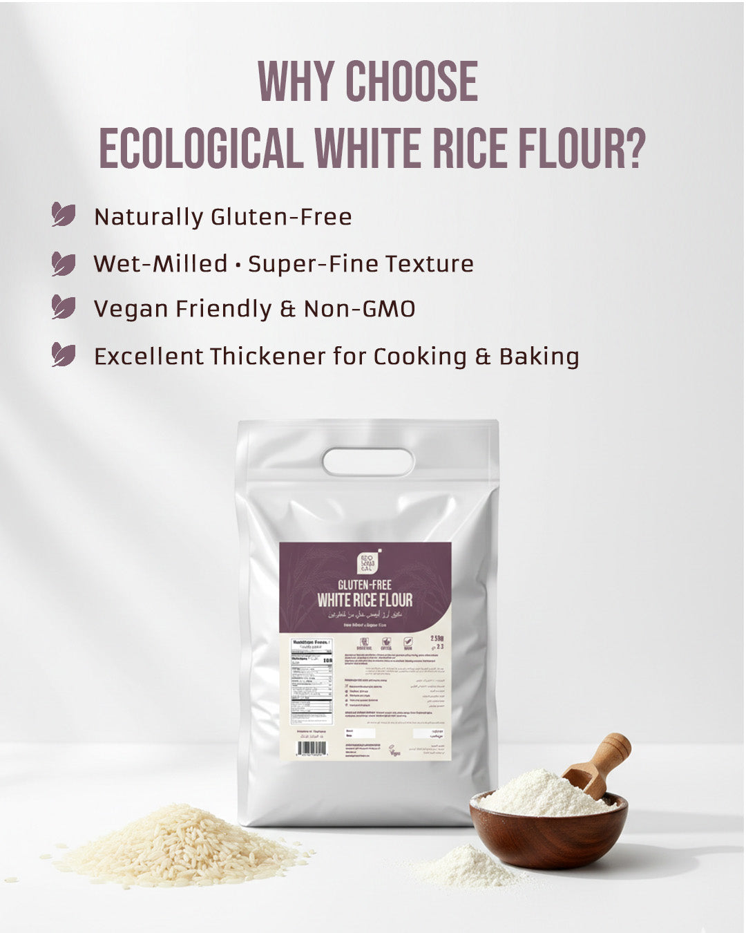 ECOLOGICAL Gluten-Free White Rice Flour, 2.5 Kg