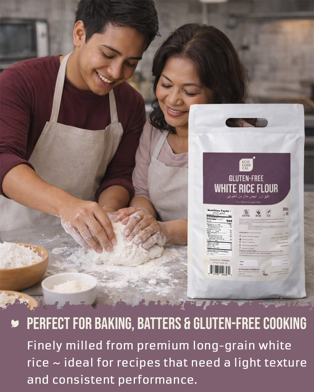 ECOLOGICAL Gluten-Free White Rice Flour, 2.5 Kg