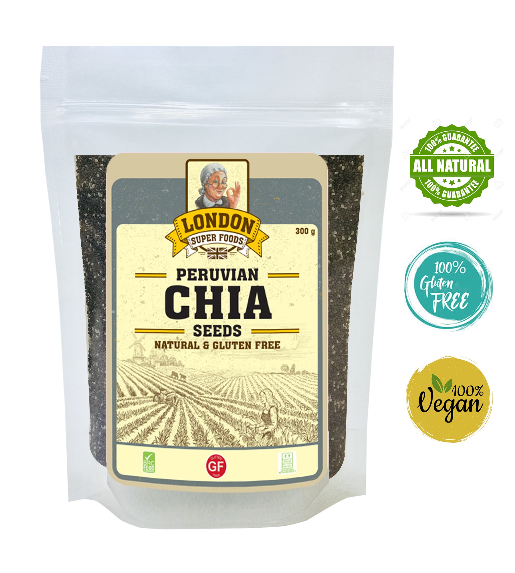 LONDON SUPER FOODS Peruvian Natural Chia Seeds, 300g