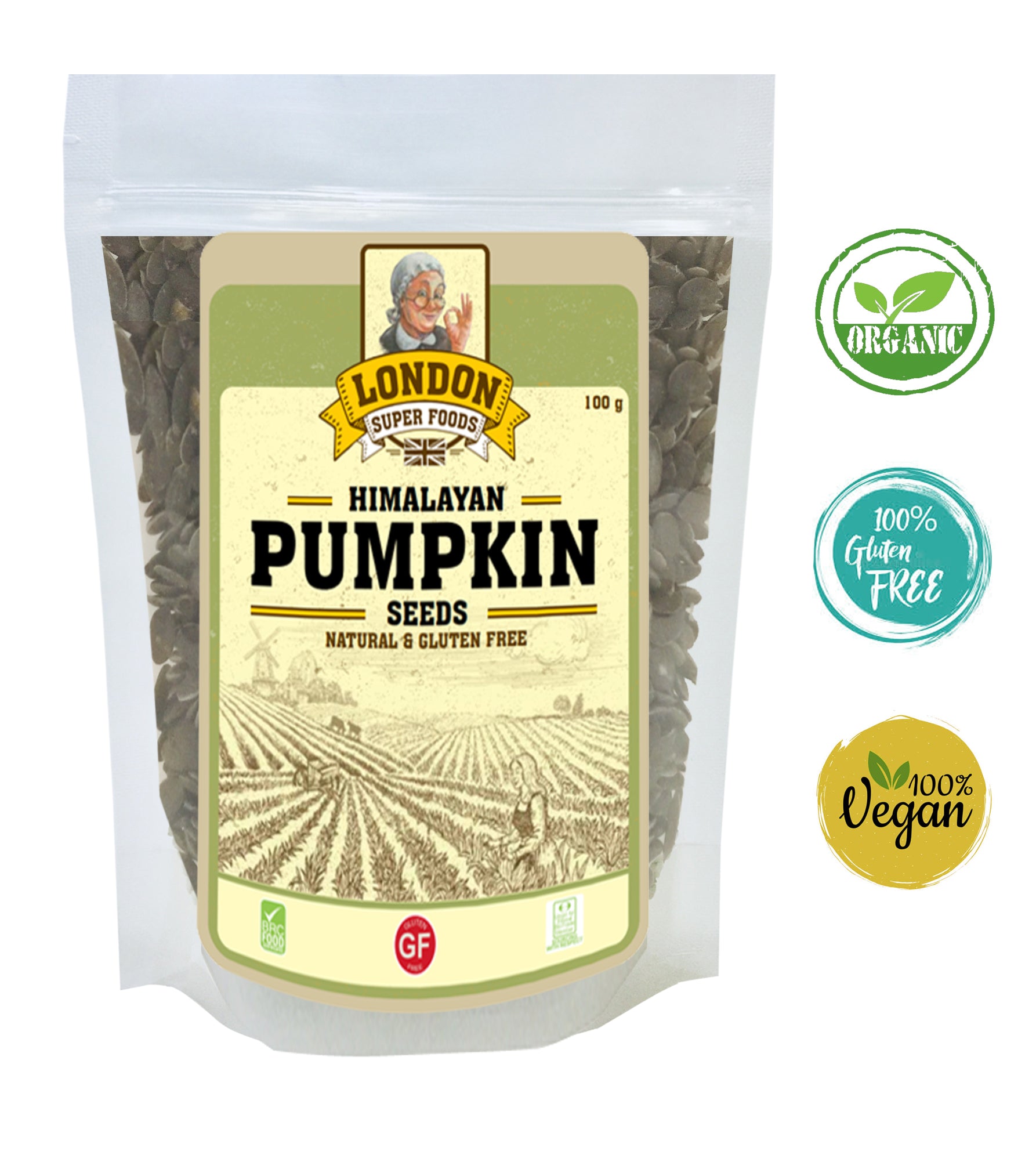 LONDON SUPER FOODS Himalayan Natural Pumpkin Seeds, 100g - Gluten Free