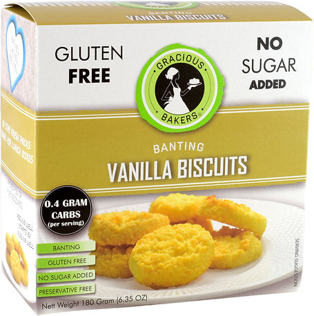 GRACIOUS BAKERS Banting Vanilla Biscuits, 180g, Keto friendly, Gluten free, Sugar free