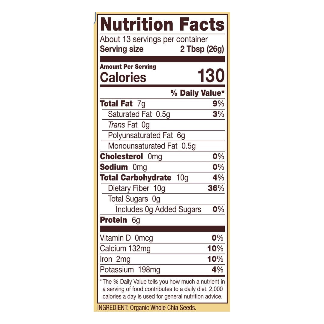 BOB'S RED MILL Organic Whole Chia Seeds, 340g, Gluten Free