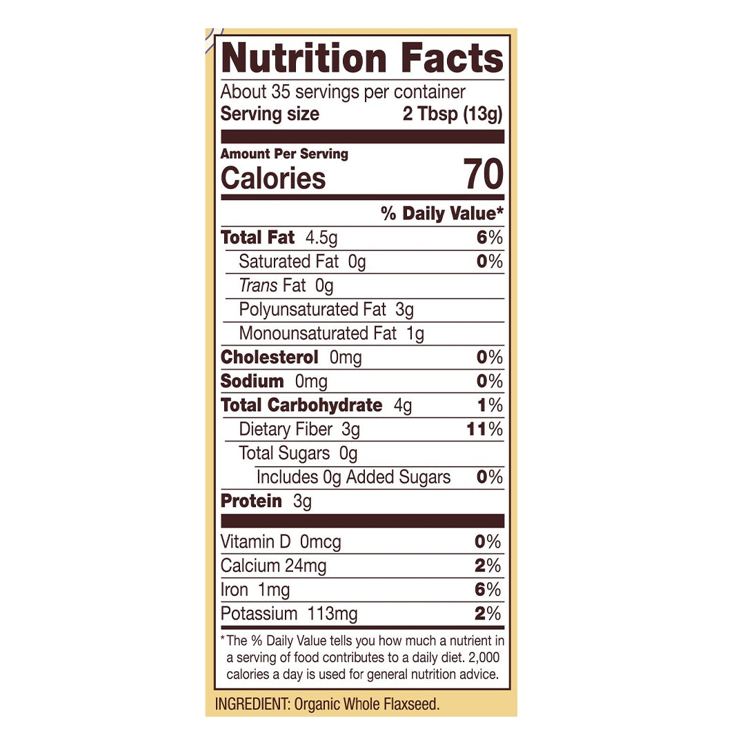 BOB'S RED MILL Organic Whole Ground Flaxseed Meal, 453g, Gluten Free