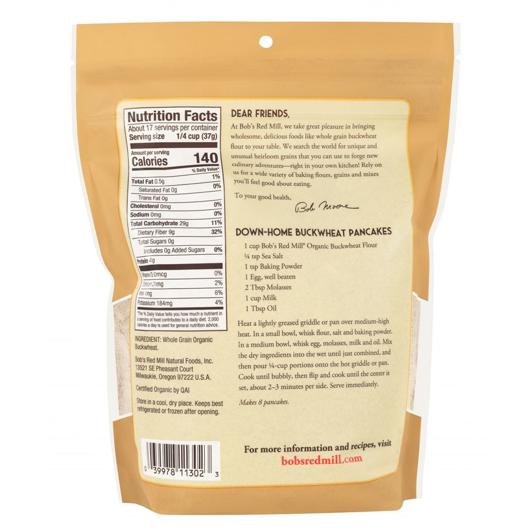 BOB'S RED MILL Organic Buckwheat Flour, 624g