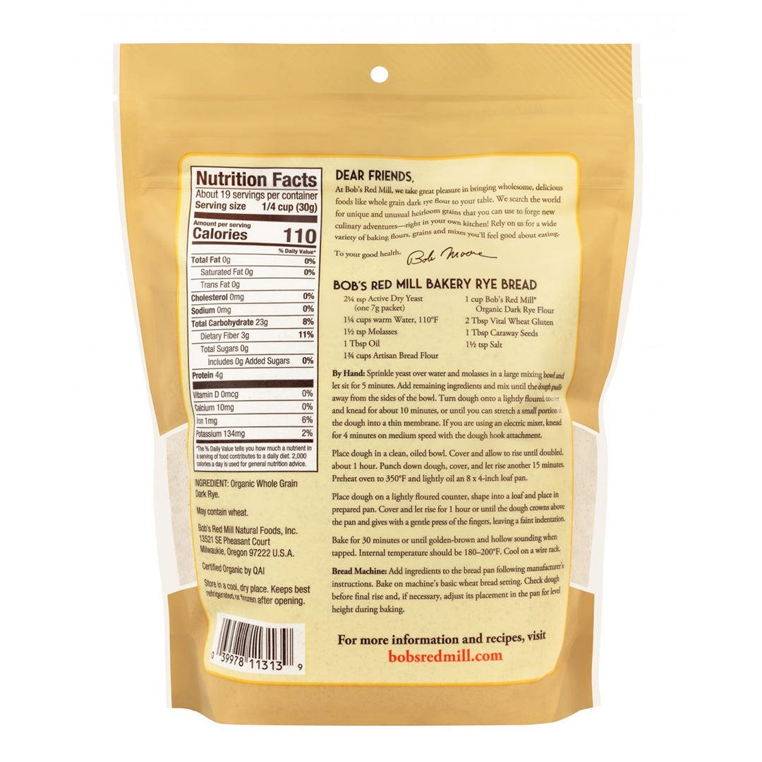 BOB'S RED MILL Organic Dark Rye Flour, 567g