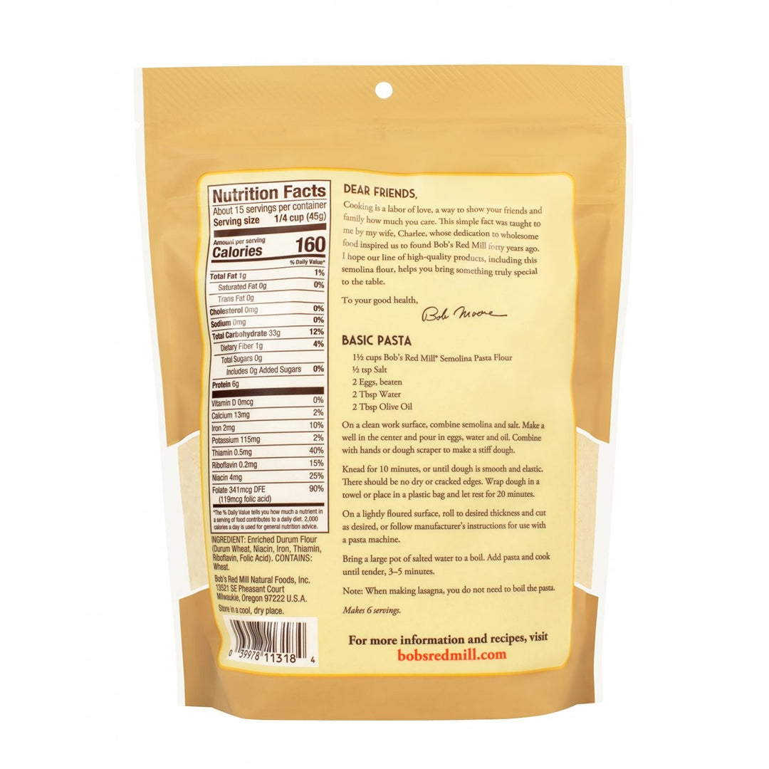BOB'S RED MILL Semolina Pasta Flour, 680g