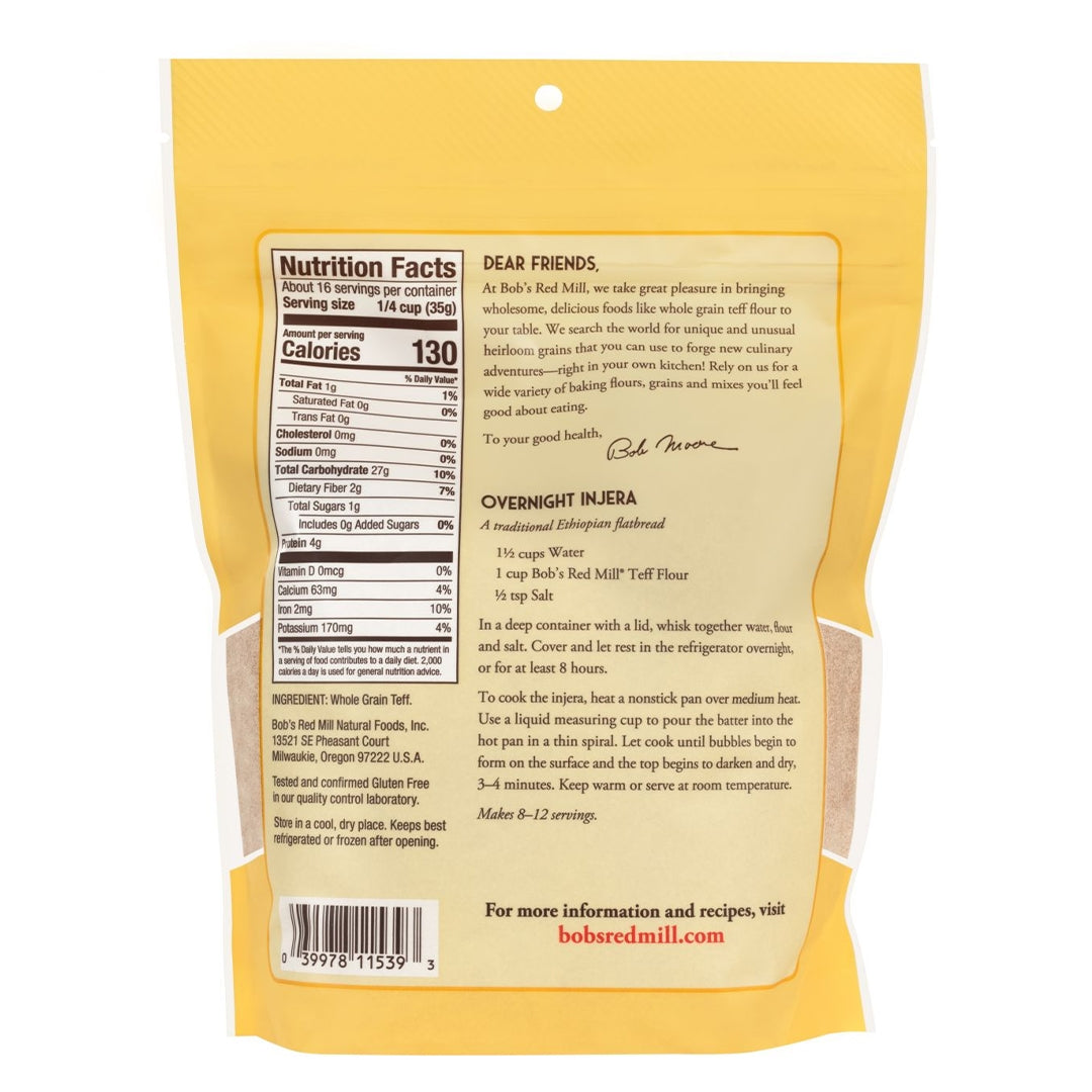 BOB'S RED MILL Teff Flour, 567g, Gluten Free