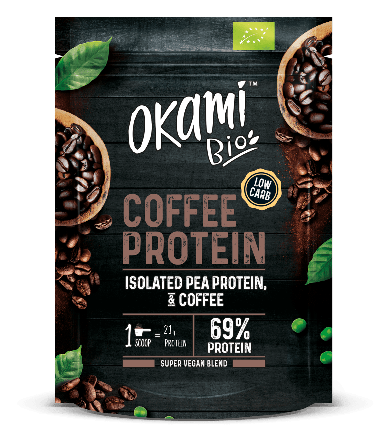 OKAMI BIO Coffee & Pea Protein 69%, 500g