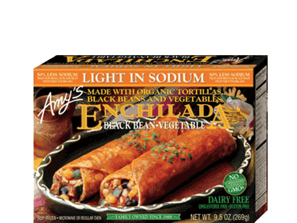 AMY'S Black Bean Veg Enchilada Light In Sodium, 269g
