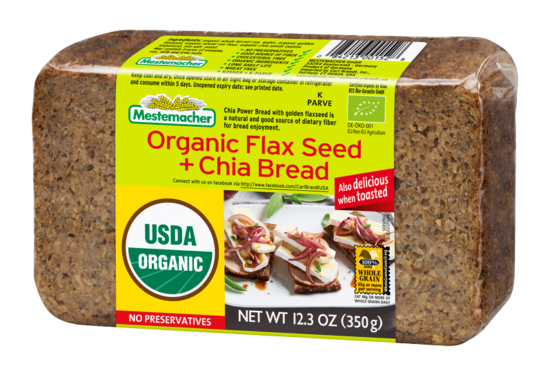 MESTEMACHER Organic Flaxseed & Chia Bread, 350g