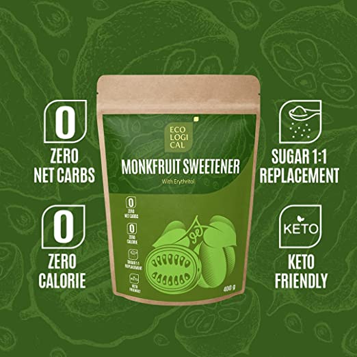 ECOLOGICAL Monkfruit Sweetener with Erythritol, 400g - COMBO of 2 Packs