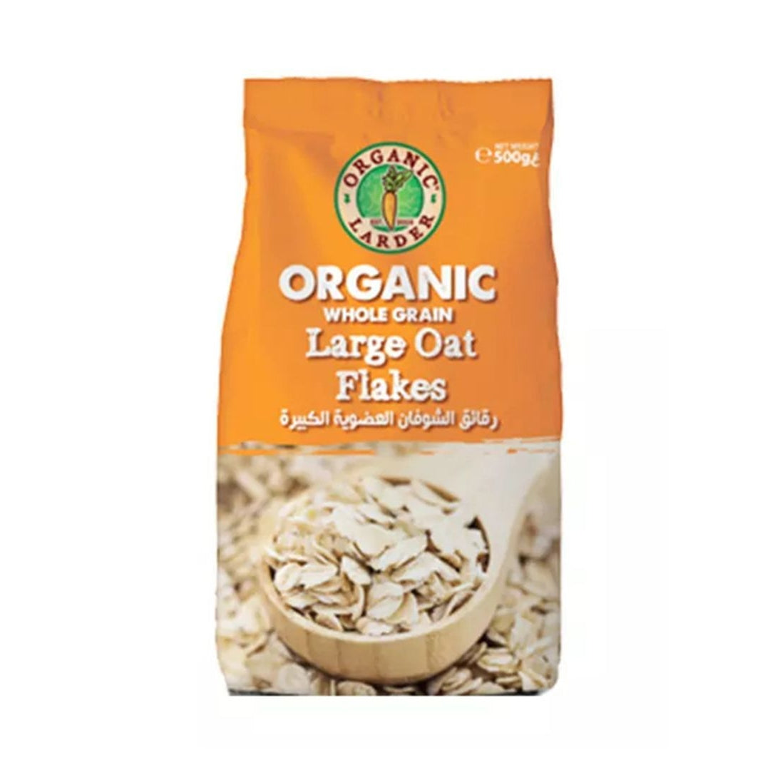 ORGANIC LARDER Whole Grain Large Oat Flakes, 500g - Organic, Vegan, Natural