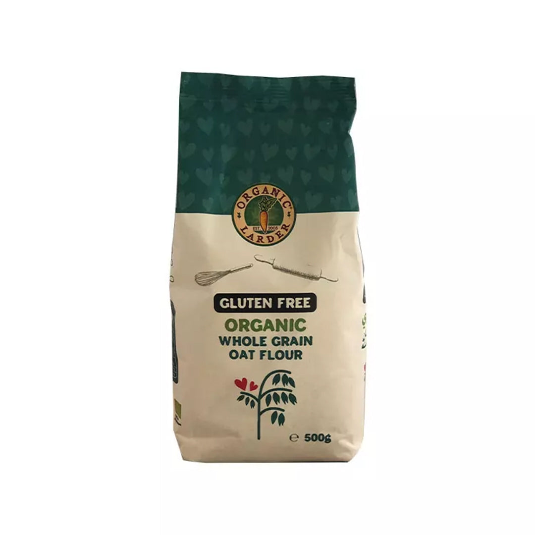 ORGANIC LARDER Gluten Free Whole Grain Oat Flour, 500g - Organic, Vegan, Gluten Free, Natural