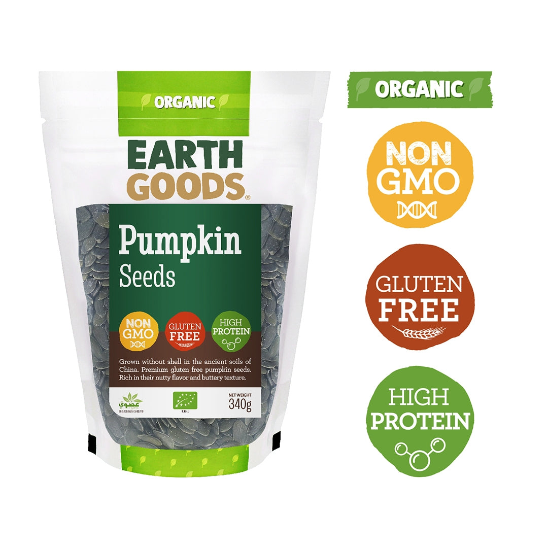 EARTH GOODS Organic Pumpkin Seeds, 340g - Organic, Vegan, Gluten Free, Non GMO