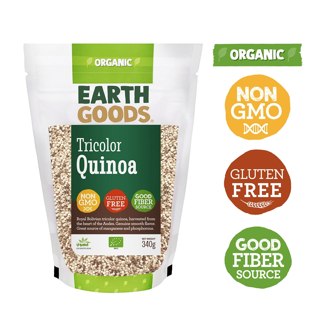 EARTH GOODS Organic Tricolor Quinoa, 340g - Organic, Vegan, Gluten Free, Non GMO