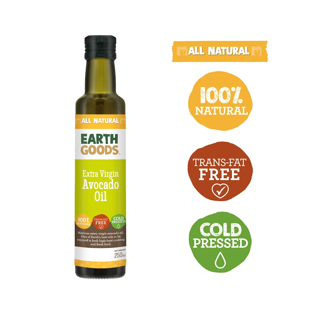 EARTH GOODS Extra Virgin Avocado Oil, 250ml - Organic, Vegan, Gluten Free