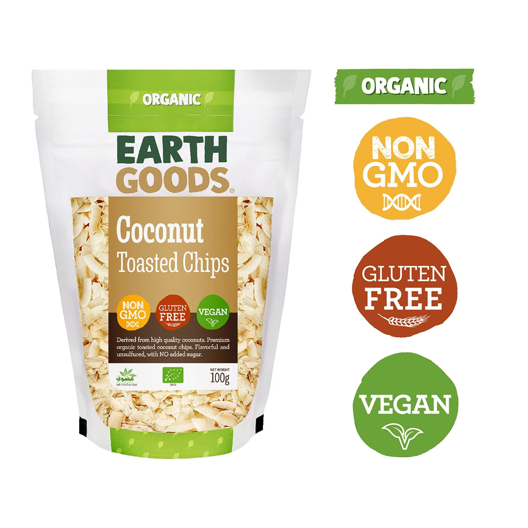 EARTH GOODS Organic Coconut Toasted Chips, 100g