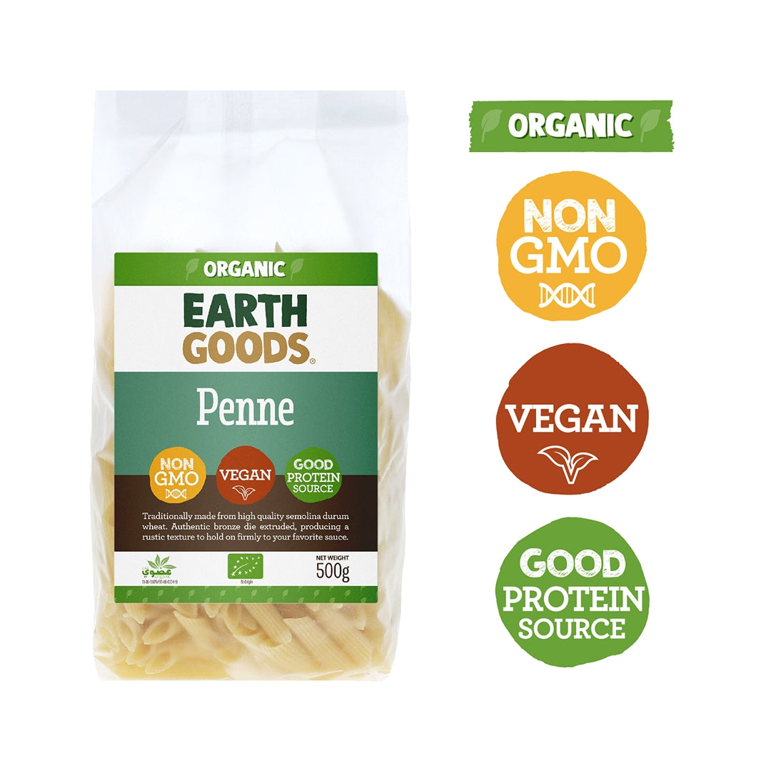 EARTH GOODS Organic Penne Pasta, 500g, Organic, Vegan, Non GMO