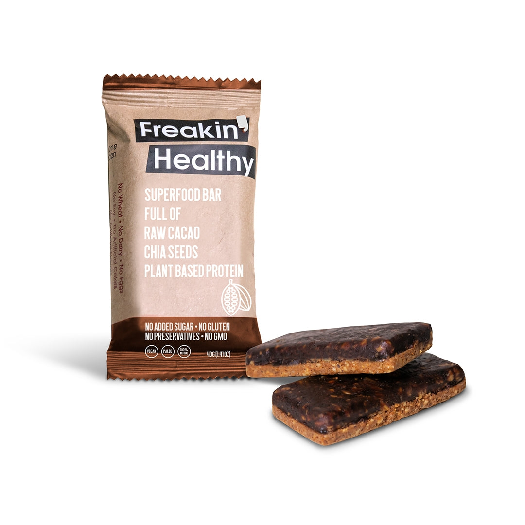 FREAKIN' HEALTHY Raw Cacao & Chia Seeds Superfood Bar, 40g