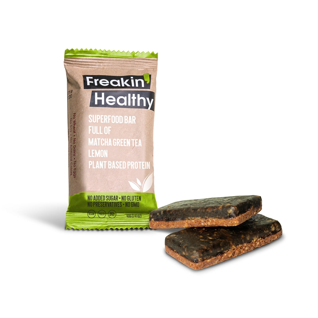 FREAKIN' HEALTHY Matcha Green Tea & Lemon Superfood Bar, 40g