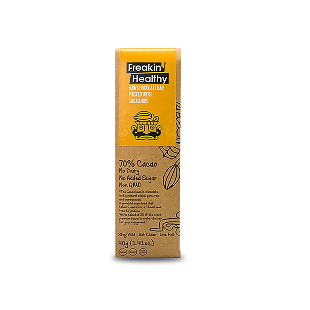 FREAKIN' HEALTHY Raw Chocolate Bar With Cacao Nibs, 40g