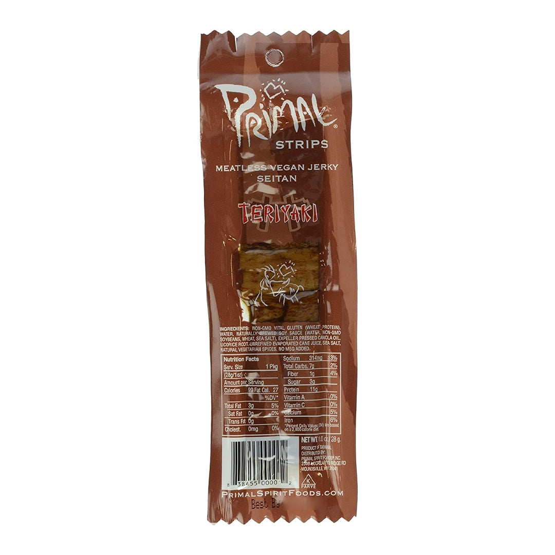 PRIMAL SPIRIT Vegan Jerky Seitan Teriyaki Flavor, 28g