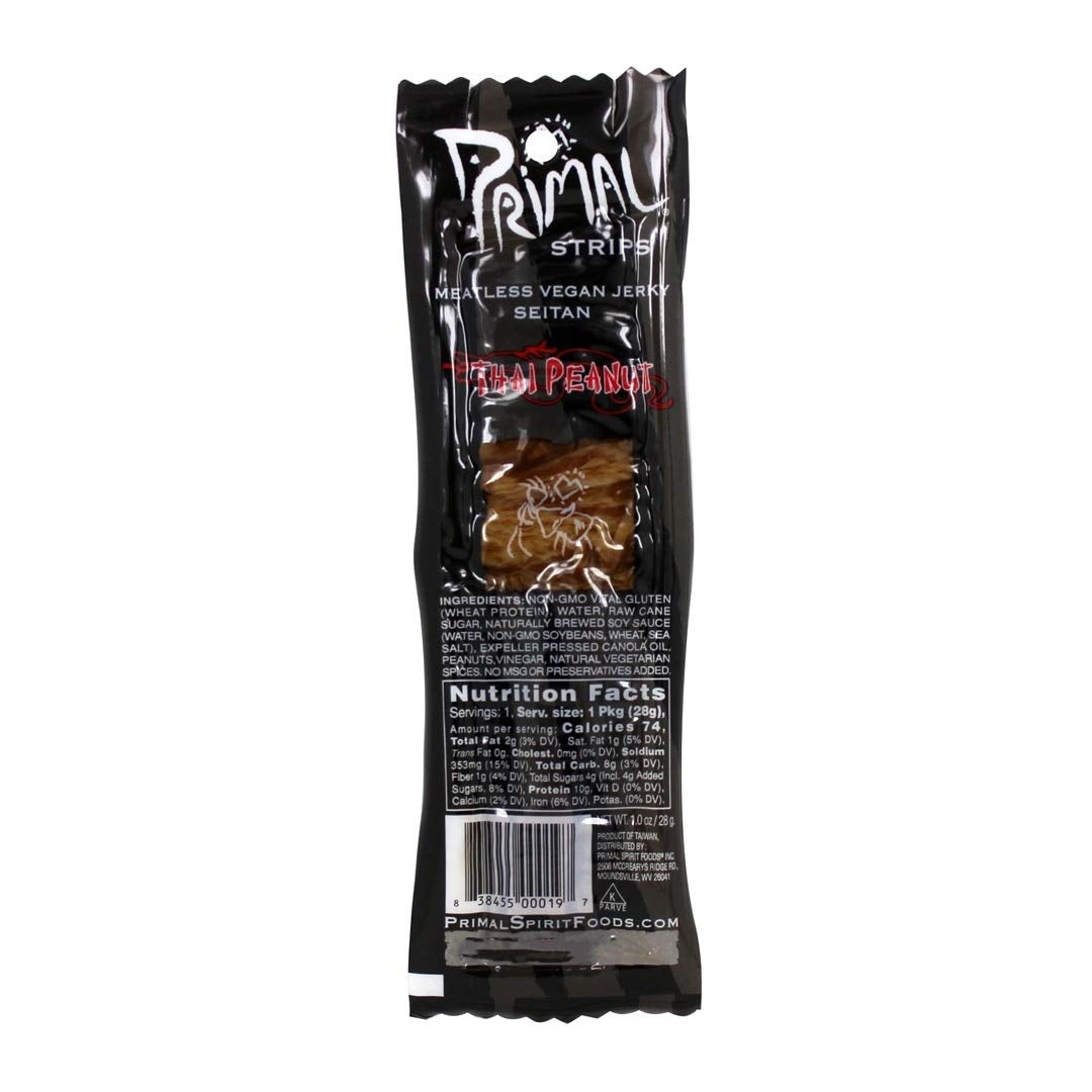 PRIMAL SPIRIT Vegan Jerky Seitan - Thai Peanut Flavor, 28g