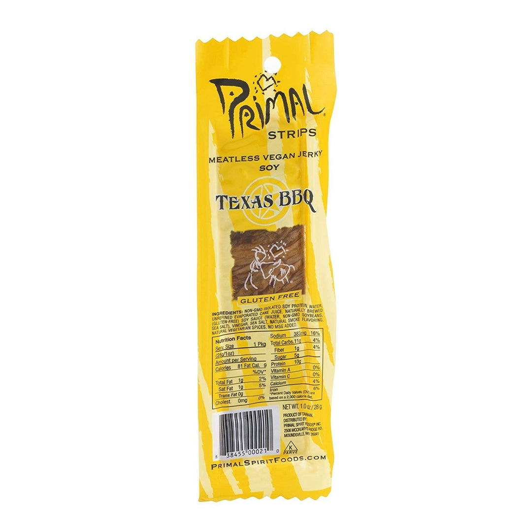 PRIMAL SPIRIT Vegan Jerky Soy Texas BBQ Flavor, 28g