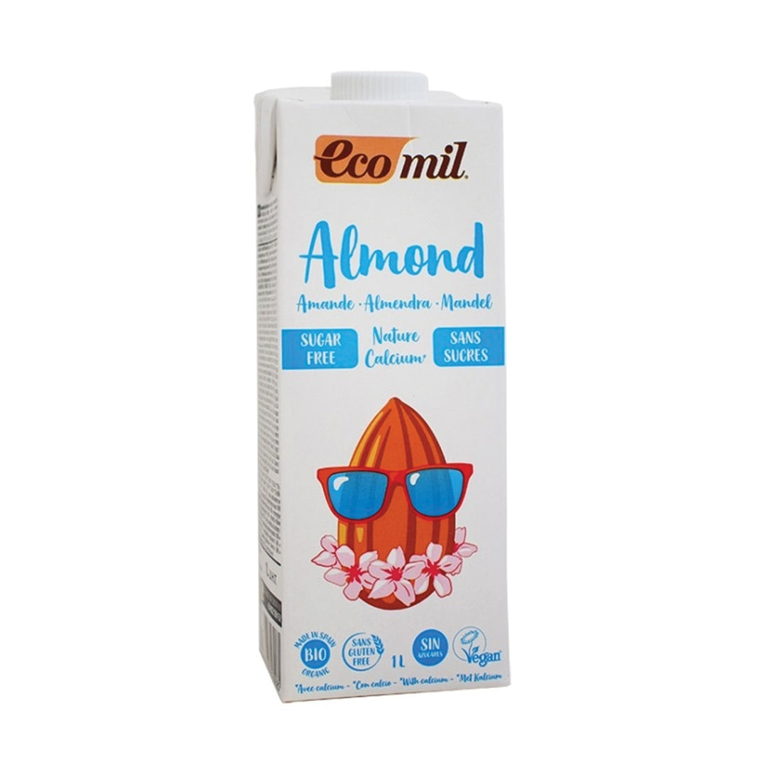 ECOMIL Almond Drink Nature Calcium Sugar Free, 1Ltr - Organic, Vegan, Gluten Free, Sugar Free, Lactose Free