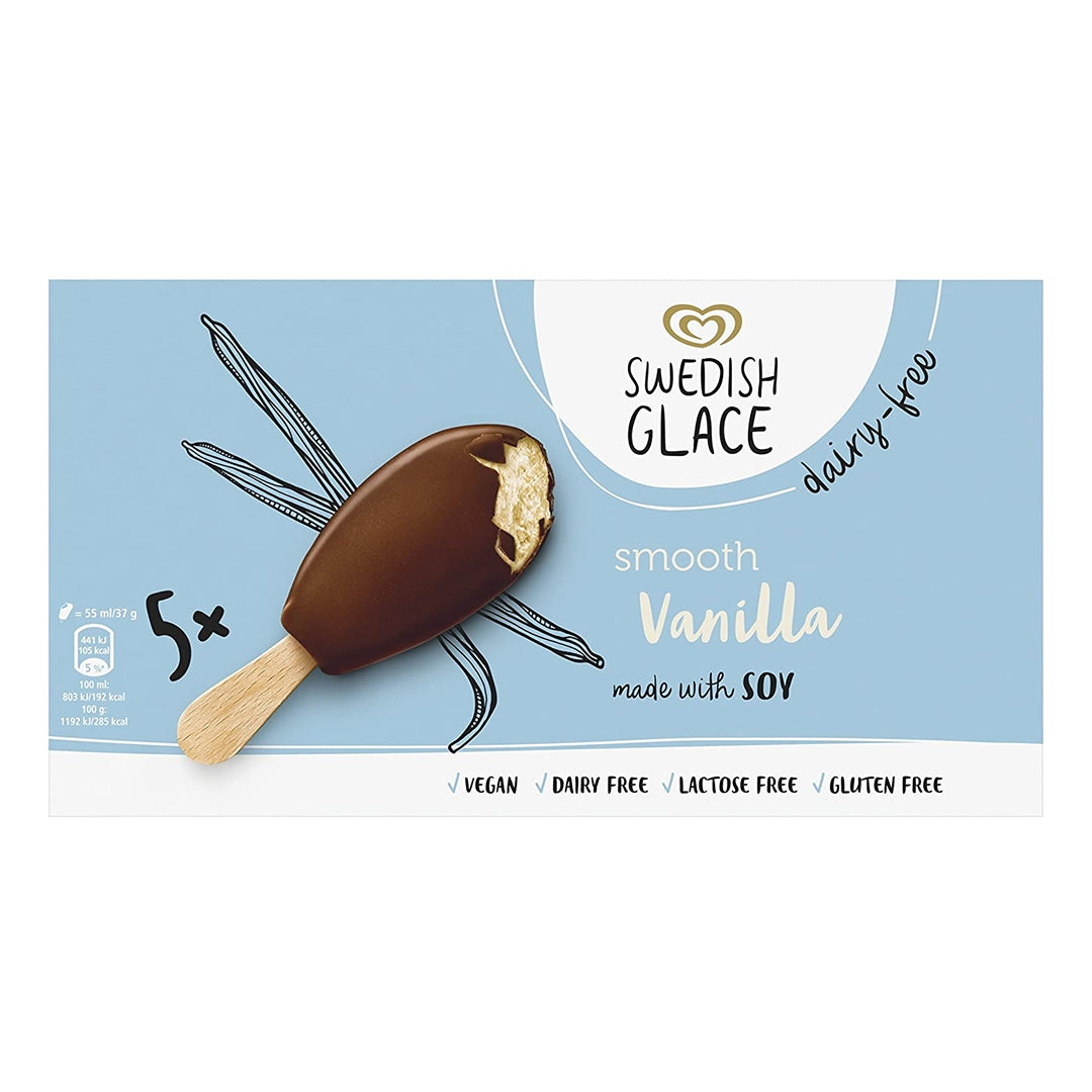 SWEDISH GLACE Vanilla Ice Cream Sticks, 185g - Pack of 5