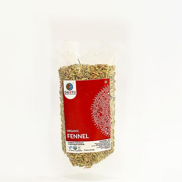 DHATU Organic Fennel Seeds, 100g, Non GMO, Organic