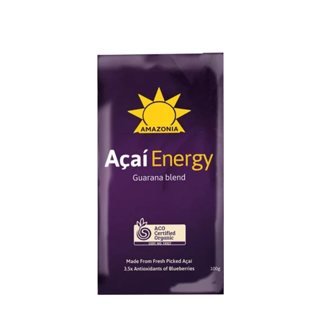 AMAZONIA Organic Acai Energy Guarana Blend Smoothies, 400g