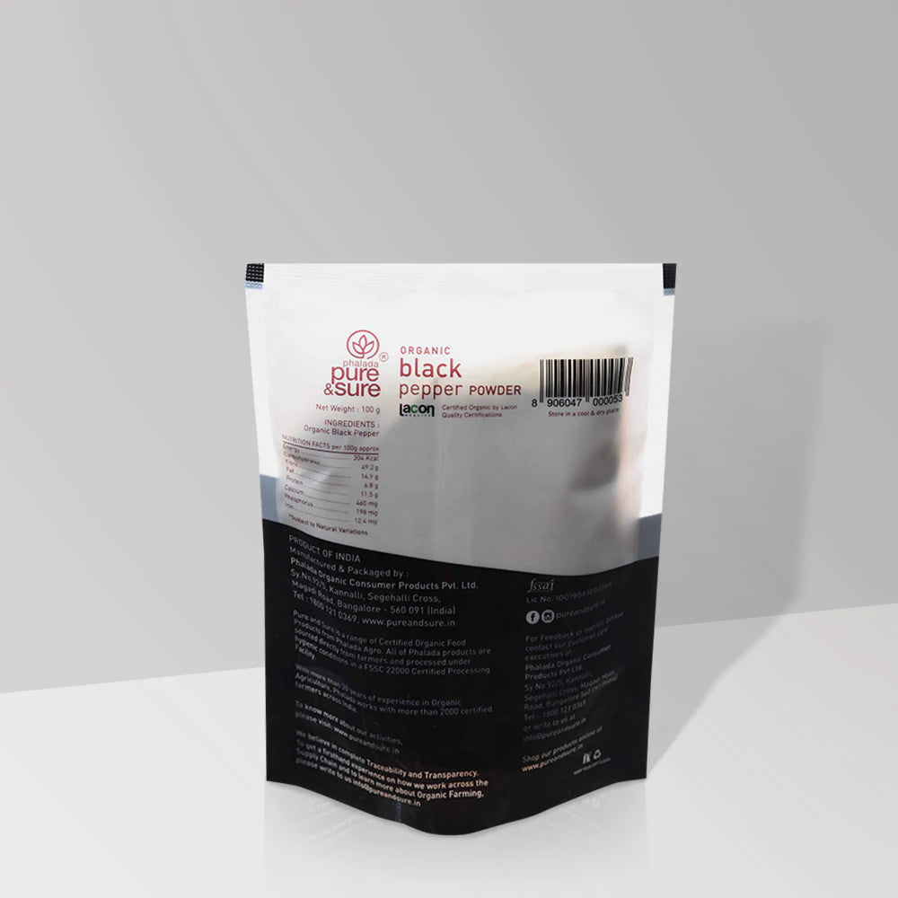 PURE & SURE Organic Black Pepper Powder, 100g