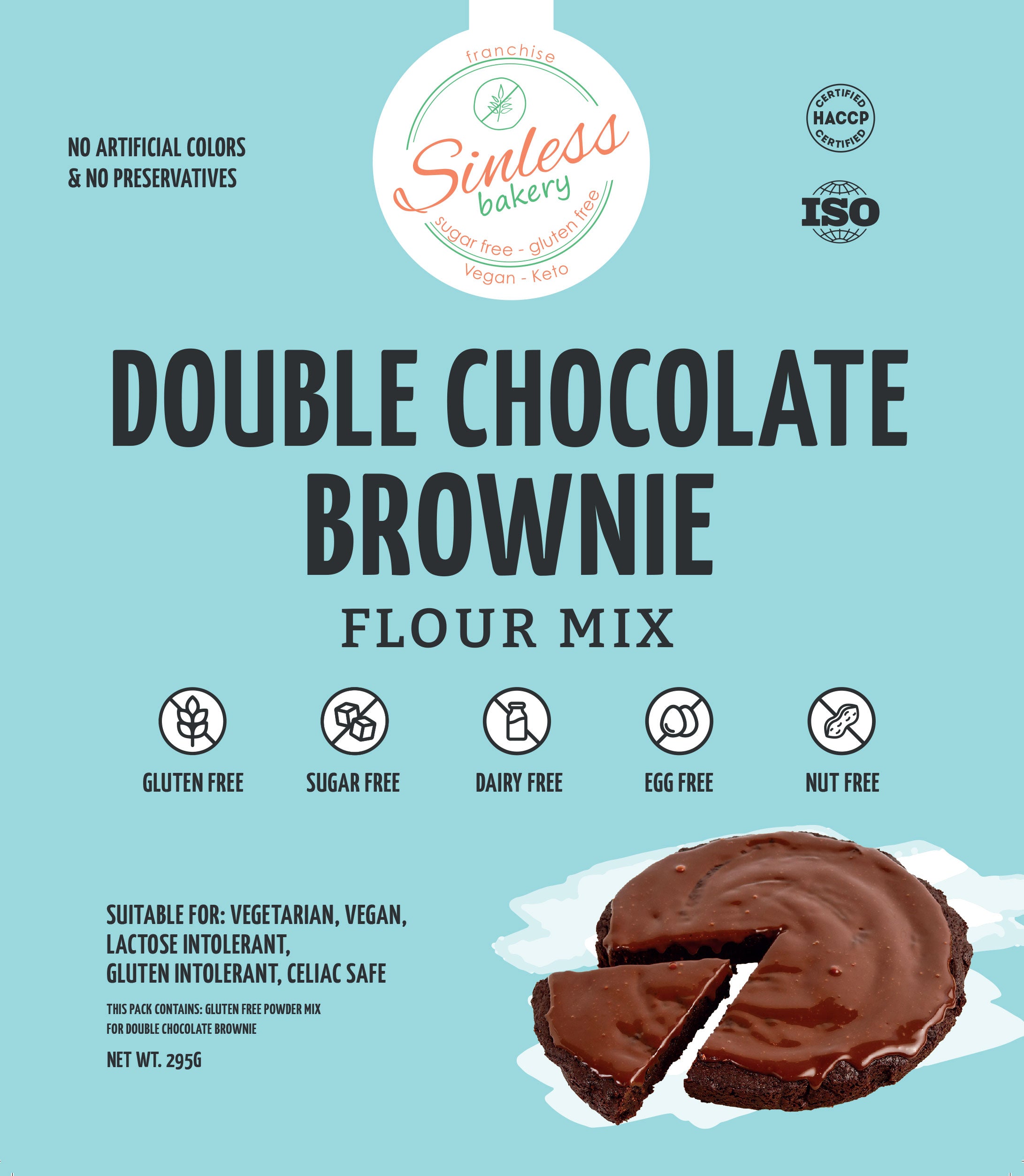 SINLESS BAKERY Double Chocolate Brownie Flour Mix,  295g