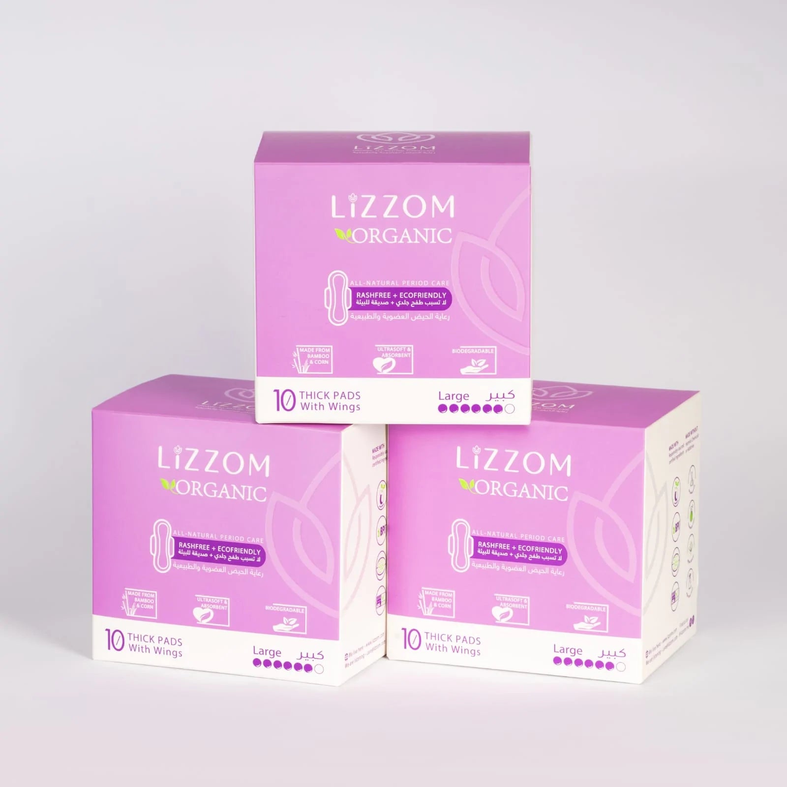 LiZZOM Thick Night Large Pads With Wings (30 pc) - Pack Of 3