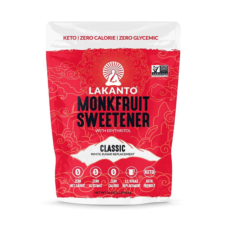 LAKANTO Monkfruit Sweetener with Erythritol, Classic, 454g - Vegan, Keto Friendly, Gluten Free, Non GMO