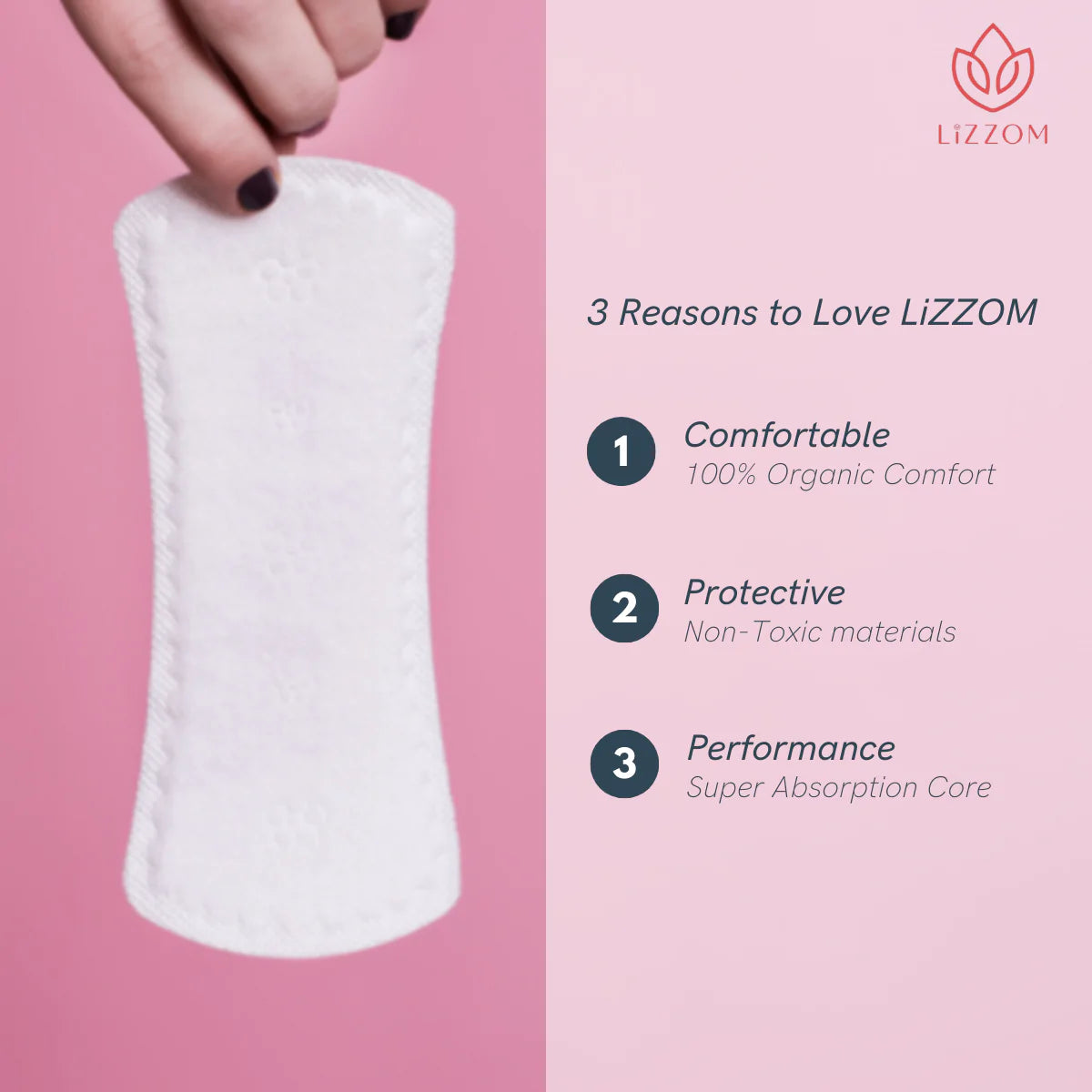 LiZZOM Thick Regular Size Sanitary Pads With Wings (Ideal For Night) - Pack Of 10