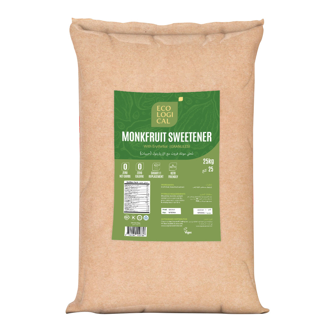ECOLOGICAL Monkfruit Sweetener With Erythritol Blend (Granules), 25kg
