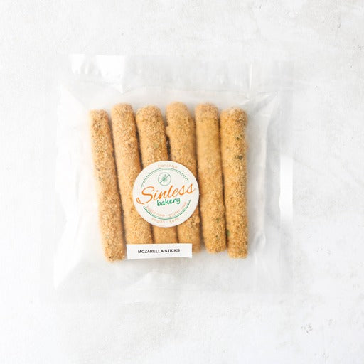 SINLESS BAKERY Mozzarella Sticks, 190g - Gluten Free, Sugar Free, Soya Free